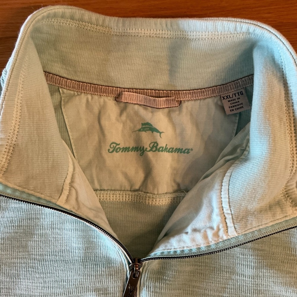 Tommy Bahama Mens Mint Green XXL Quarter Zip Pullover Sweatshirt Pima Cotton - Picture 3 of 7